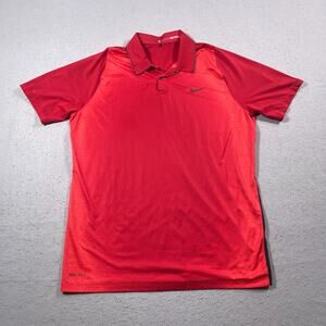 Nike Tiger‎ Woods Collection Dri-FIT Polo Shirt Men M Red Golf Performance Snap